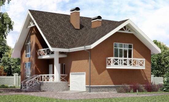 215-001-П Проект двухэтажного дома мансардой, гараж, простой коттедж из керамзитобетонных блоков Рыбинск | Проекты домов от House Expert