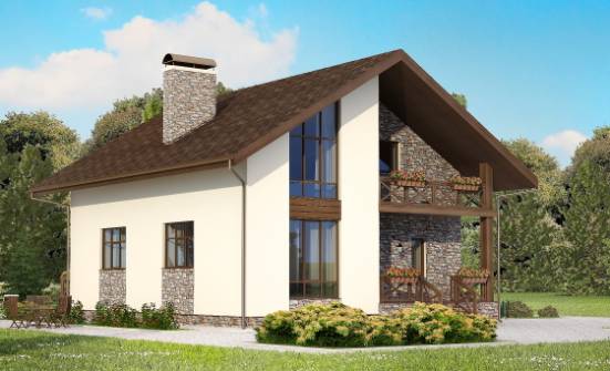 155-001-П Проект двухэтажного дома мансардой и гаражом, экономичный домик из пеноблока Углич | Проекты домов от House Expert