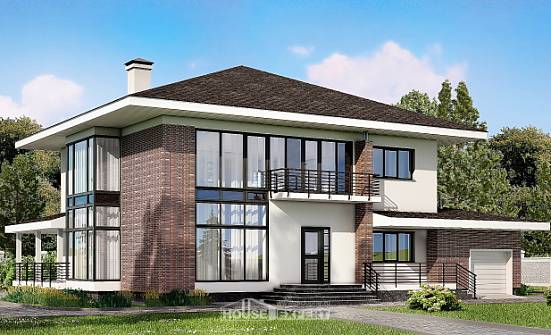 275-002-П Проект двухэтажного дома и гаражом, современный загородный дом из кирпича Ярославль | Проекты домов от House Expert