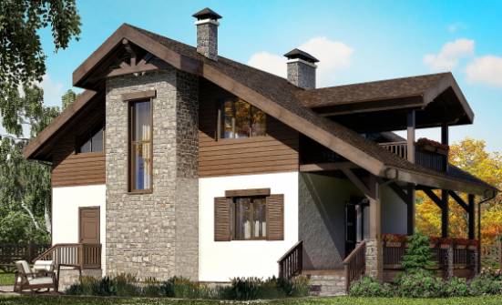 150-004-Л Проект двухэтажного дома с мансардным этажом, красивый домик из твинблока Ярославль | Проекты домов от House Expert