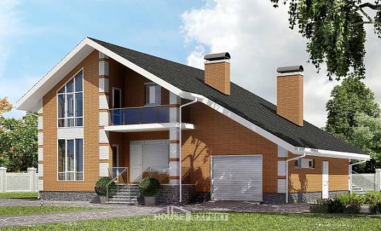 190-006-П Проект двухэтажного дома мансардный этаж и гаражом, просторный загородный дом из бризолита Рыбинск | Проекты домов от House Expert