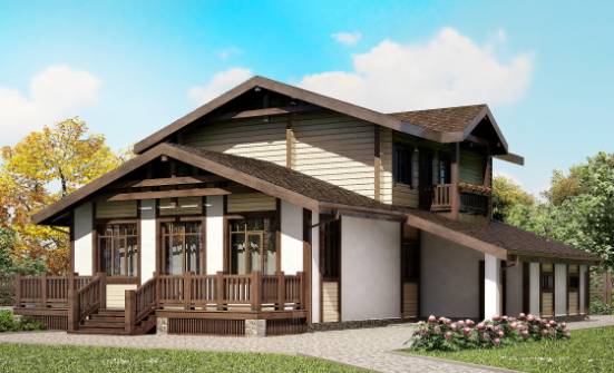 190-004-П Проект двухэтажного дома мансардой, гараж, классический загородный дом из газобетона из дерева Тутаев | Проекты домов от House Expert