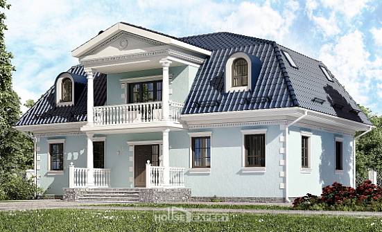 210-004-Л Проект двухэтажного дома с мансардой, средний загородный дом из блока Рыбинск | Проекты домов от House Expert