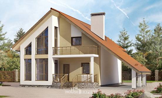 170-009-П Проект двухэтажного дома мансардный этаж и гаражом, доступный коттедж из бризолита Ростов | Проекты домов от House Expert