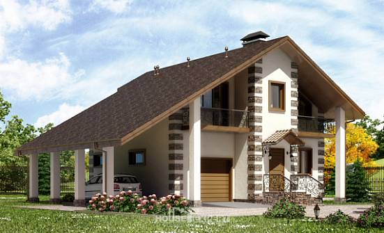 150-003-Л Проект двухэтажного дома мансардный этаж и гаражом, компактный дом из дерева Ярославль | Проекты домов от House Expert