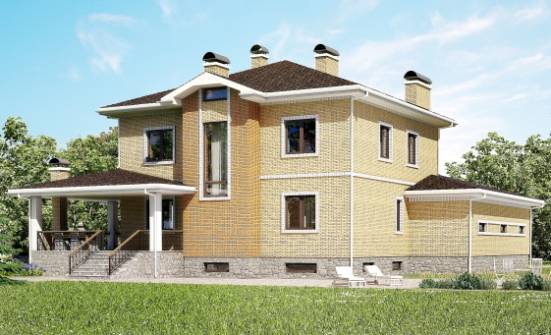 350-002-Л Проект трехэтажного дома и гаражом, просторный загородный дом из кирпича Углич | Проекты домов от House Expert