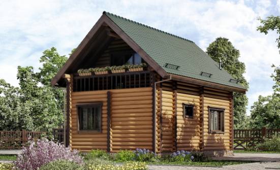 080-003-П Проект двухэтажного дома мансардой, бюджетный домик из бревен Рыбинск | Проекты домов от House Expert