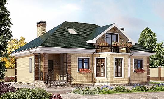150-013-Л Проект двухэтажного дома мансардой, простой домик из кирпича Углич | Проекты домов от House Expert