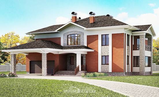 400-002-Л Проект двухэтажного дома, гараж, большой домик из кирпича Рыбинск | Проекты домов от House Expert