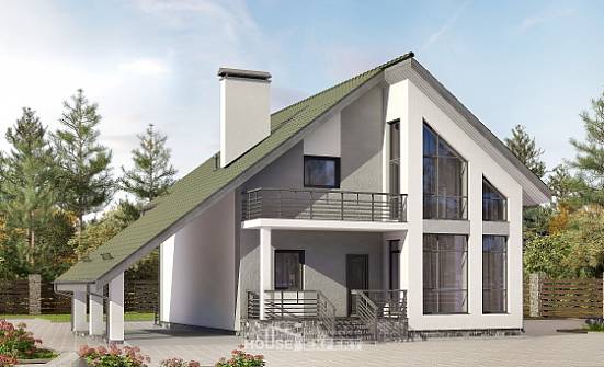 170-009-Л Проект двухэтажного дома мансардный этаж, гараж, красивый загородный дом из бризолита Рыбинск | Проекты домов от House Expert