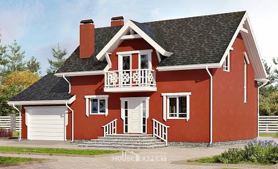 180-013-Л Проект двухэтажного дома мансардный этаж, гараж, уютный дом из твинблока Рыбинск | Проекты домов от House Expert