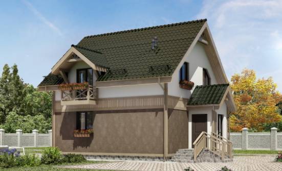 105-001-Л Проект двухэтажного дома с мансардным этажом, бюджетный коттедж из пеноблока Ярославль | Проекты домов от House Expert
