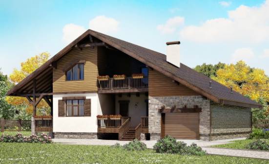 220-005-П Проект двухэтажного дома с мансардой и гаражом, просторный домик из кирпича Углич | Проекты домов от House Expert