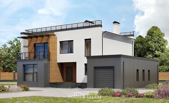 260-002-П Проект двухэтажного дома, гараж, красивый коттедж из газобетона Ярославль | Проекты домов от House Expert