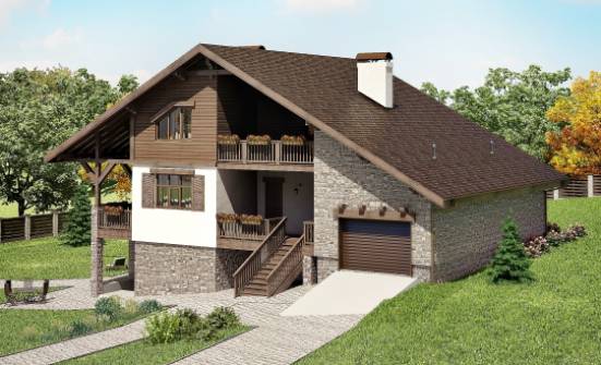 300-003-П Проект трехэтажного дома с мансардой и гаражом, просторный загородный дом из кирпича Рыбинск | Проекты домов от House Expert