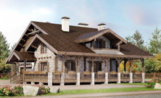 340-003-П Проект двухэтажного дома с мансардой и гаражом, классический домик из кирпича Ростов | Проекты домов от House Expert