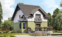 120-003-П Проект двухэтажного дома мансардой, скромный загородный дом из керамзитобетонных блоков Рыбинск, House Expert