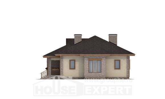 130-006-Л Проект одноэтажного дома и гаражом, классический дом из бризолита, Тутаев