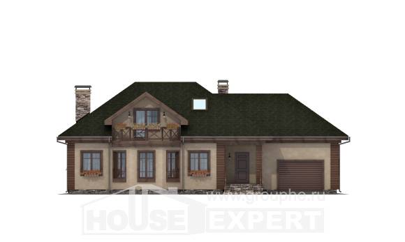 180-010-П Проект двухэтажного дома с мансардой и гаражом, классический домик из теплоблока Углич, House Expert