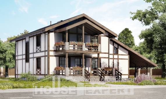 250-002-Л Проект двухэтажного дома с мансардой, гараж, классический дом из кирпича Ярославль, House Expert