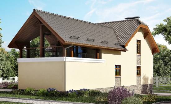 255-003-П Проект двухэтажного дома с мансардой, гараж, огромный загородный дом из бризолита, Углич