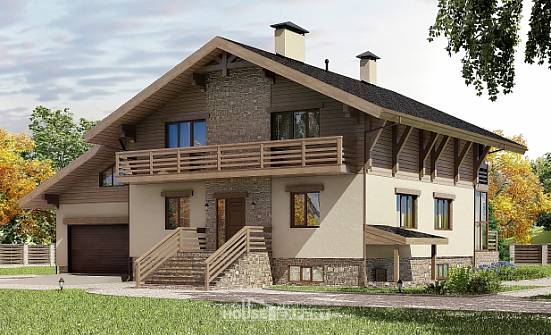 420-001-Л Проект трехэтажного дома с мансардой и гаражом, просторный загородный дом из кирпича, Углич