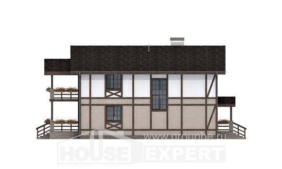 250-002-П Проект двухэтажного дома с мансардным этажом и гаражом, простой дом из кирпича, Углич
