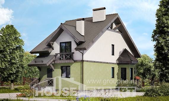 120-003-П Проект двухэтажного дома с мансардой, современный загородный дом из теплоблока Тутаев, House Expert