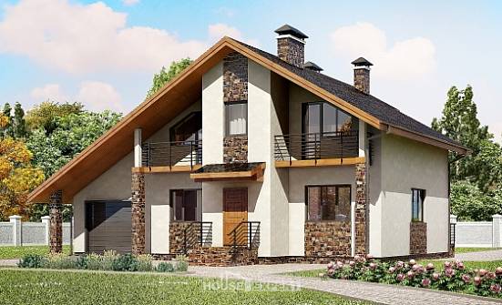 180-008-Л Проект двухэтажного дома мансардой и гаражом, современный дом из твинблока Рыбинск | Проекты домов от House Expert