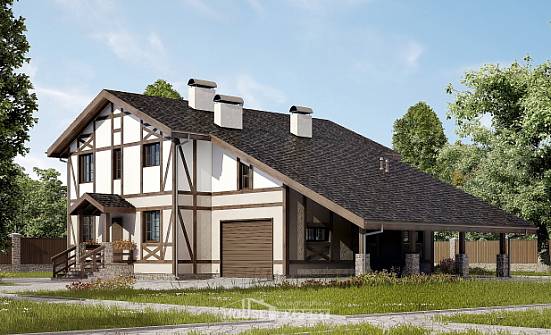 250-002-П Проект двухэтажного дома с мансардным этажом, гараж, средний коттедж из кирпича, Углич