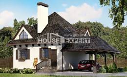 110-002-Л Проект двухэтажного дома с мансардой и гаражом, недорогой домик из газосиликатных блоков Углич, House Expert