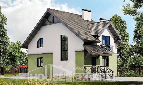 120-003-П Проект двухэтажного дома мансардой, экономичный домик из бризолита Тутаев, House Expert