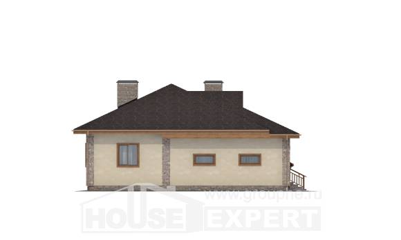 130-006-Л Проект одноэтажного дома и гаражом, простой дом из арболита, Рыбинск