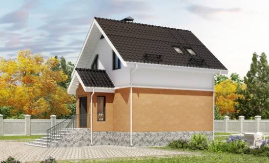 100-005-Л Проект двухэтажного дома с мансардой, классический домик из пеноблока, Тутаев