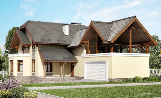 255-003-П Проект двухэтажного дома с мансардой, гараж, огромный загородный дом из бризолита, Углич