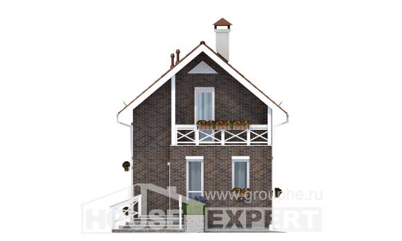 045-001-Л Проект двухэтажного дома мансардный этаж, компактный домик из блока Тутаев, House Expert