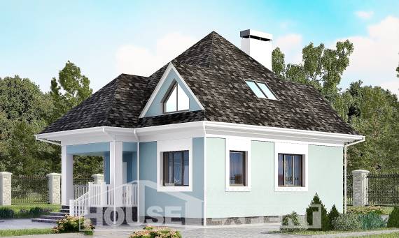 110-001-Л Проект двухэтажного дома с мансардой, доступный коттедж из блока Углич, House Expert