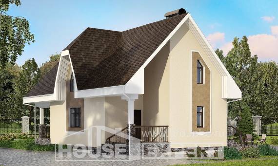 125-001-Л Проект двухэтажного дома с мансардой, бюджетный коттедж из газосиликатных блоков Углич, House Expert