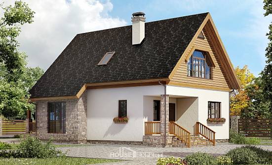 140-001-Л Проект двухэтажного дома мансардой, классический загородный дом из пеноблока, Углич