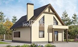 120-005-Л Проект двухэтажного дома с мансардой и гаражом, компактный коттедж из бризолита, Тутаев