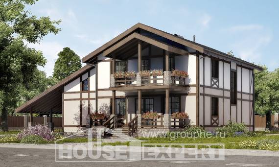 250-002-П Проект двухэтажного дома с мансардным этажом и гаражом, классический домик из кирпича, Тутаев