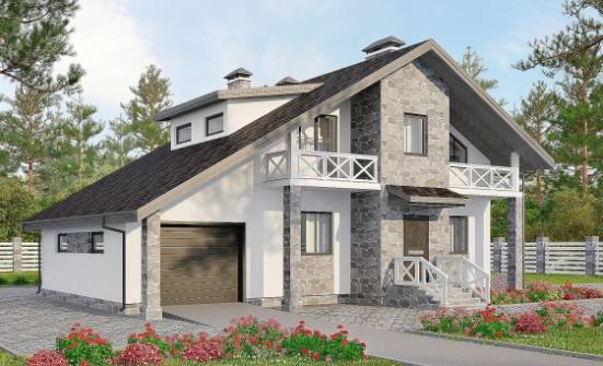 180-017-Л Проект двухэтажного дома с мансардным этажом, гараж, уютный дом из блока, Рыбинск