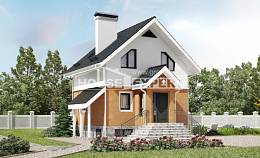 100-005-Л Проект двухэтажного дома с мансардным этажом, небольшой коттедж из газобетона, Ярославль