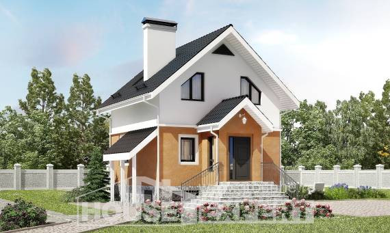 100-005-Л Проект двухэтажного дома с мансардным этажом, небольшой коттедж из газобетона, Ярославль