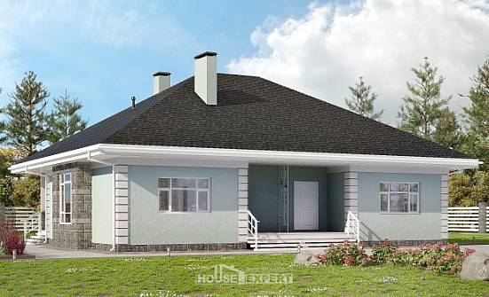 135-003-Л Проект одноэтажного дома, современный загородный дом из теплоблока, Ростов
