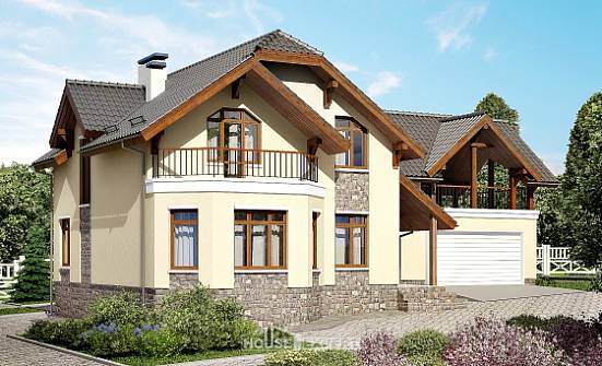 255-003-П Проект трехэтажного дома с мансардой и гаражом, классический домик из газобетона Ярославль | Проекты домов от House Expert