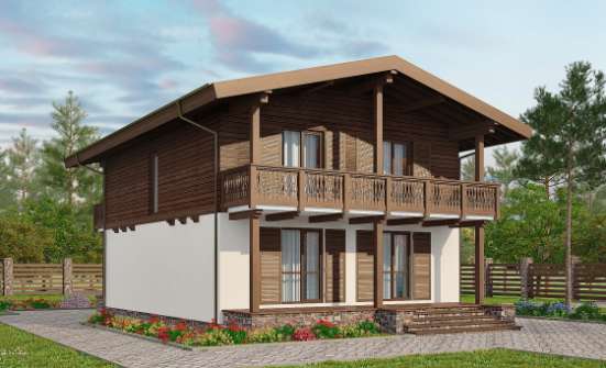 150-016-Л Проект двухэтажного дома мансардой, скромный загородный дом из твинблока, Рыбинск