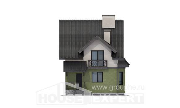120-003-П Проект двухэтажного дома с мансардным этажом, простой домик из газобетона Переславль-Залесский, House Expert