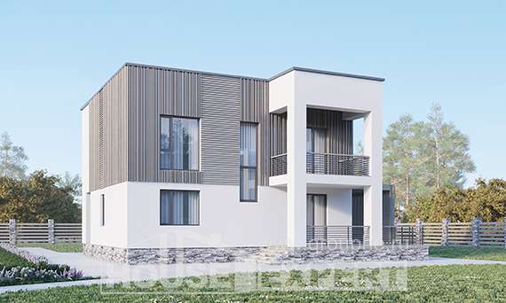 150-017-П Проект двухэтажного дома, скромный коттедж из газосиликатных блоков, Рыбинск