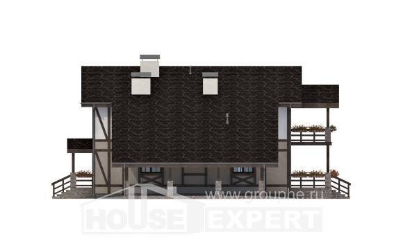 250-002-П Проект двухэтажного дома с мансардным этажом, гараж, уютный коттедж из кирпича, Углич